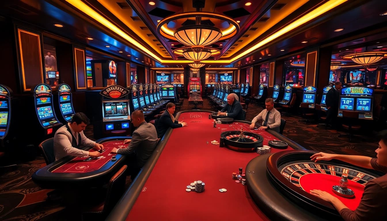 A thrilling man club casino experience with high-stakes poker and vibrant slot machines.