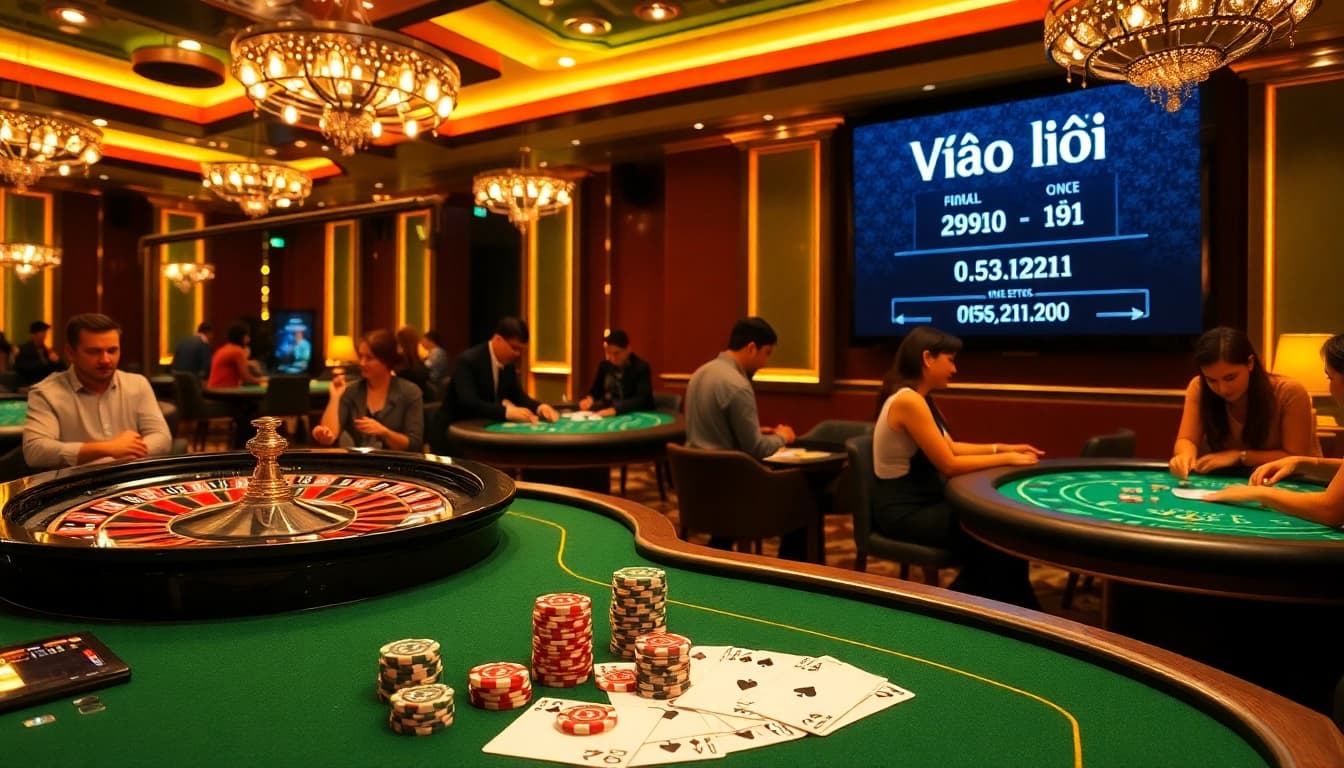 Exciting casino scene featuring Vào lưới betting odds and vibrant roulette wheel