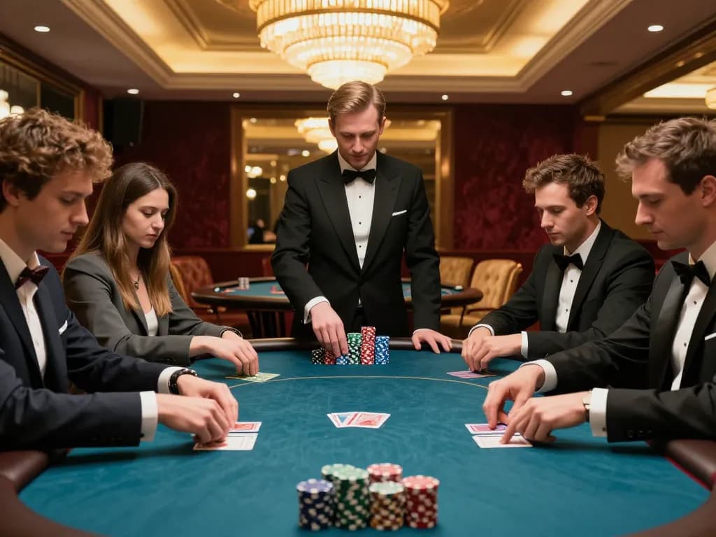 Playing high-stakes poker at RR88 casino, focused players and vibrant atmosphere