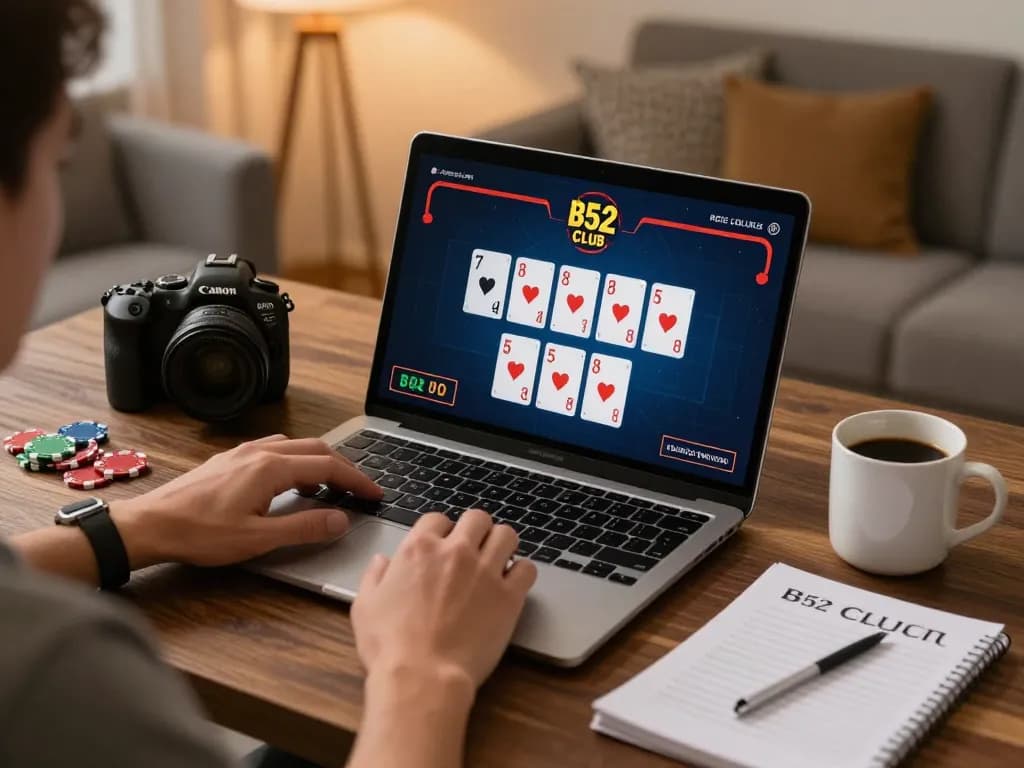 B52 CLUB player engaging in an exciting online poker game while managing bankroll strategies.