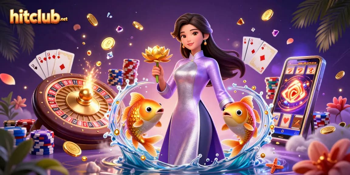 Catch thrills at hitclub-net with a captivating scene of Asian elegance and dynamic casino elements.