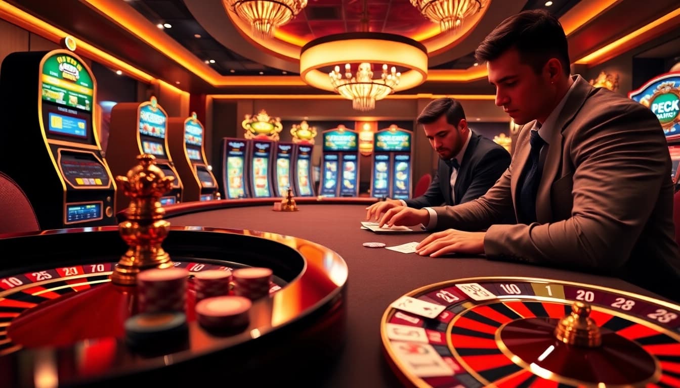 Dynamic casino scene showcasing poker chips and cards with online gambling theme at https://f168.law/.