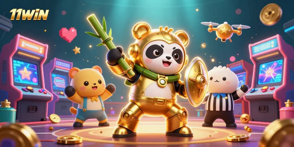 Experience the excitement of 11WIN with vibrant casino-themed 3D illustration showcasing action-packed gaming.