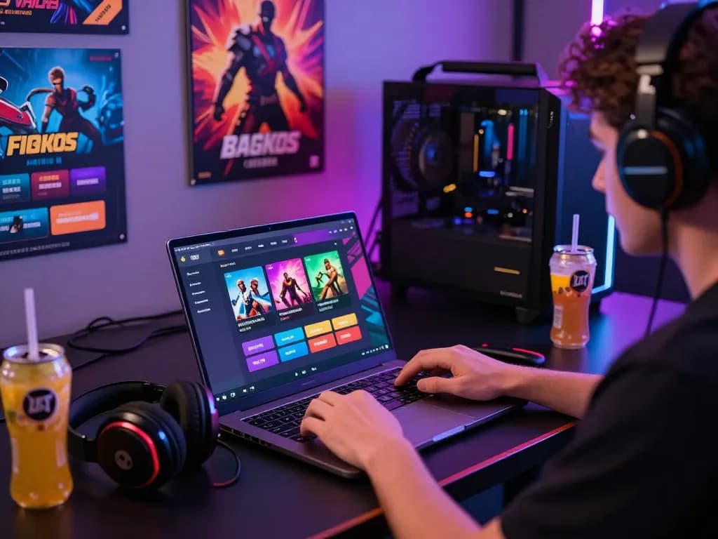 Registering on Five88's platform with gaming setup and vibrant atmosphere