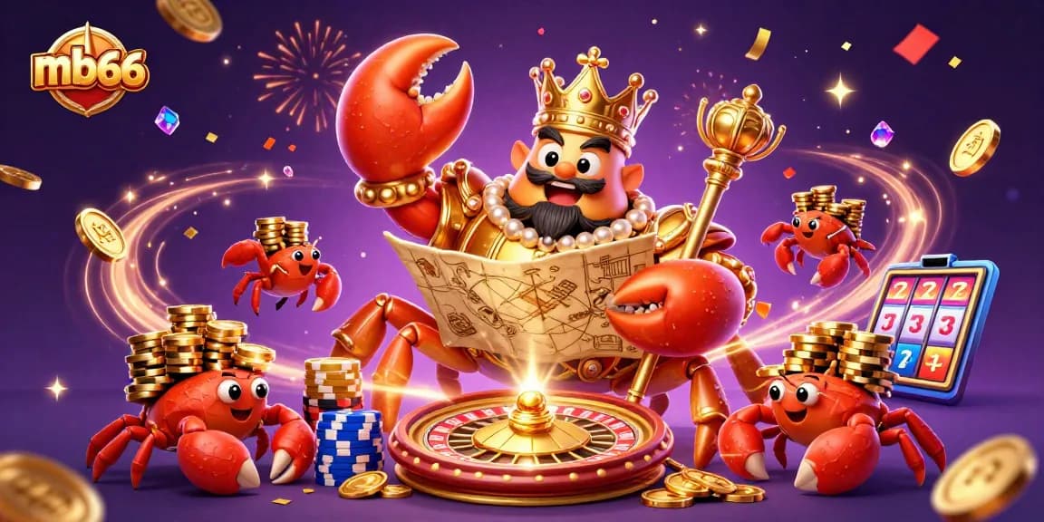 Engage in strategic gameplay at mb66 with a glorious crab emperor amidst sparkling treasures.