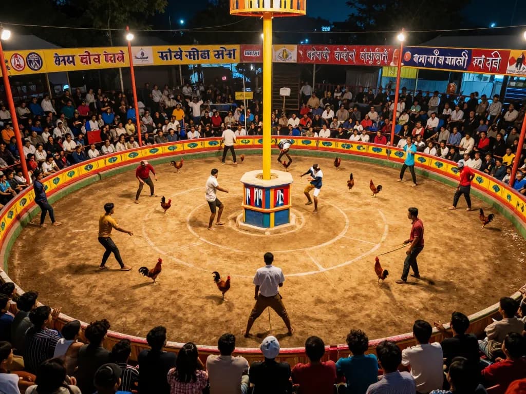 Live cockfighting event capturing the excitement of trực tiếp đá gà with vibrant arena settings.