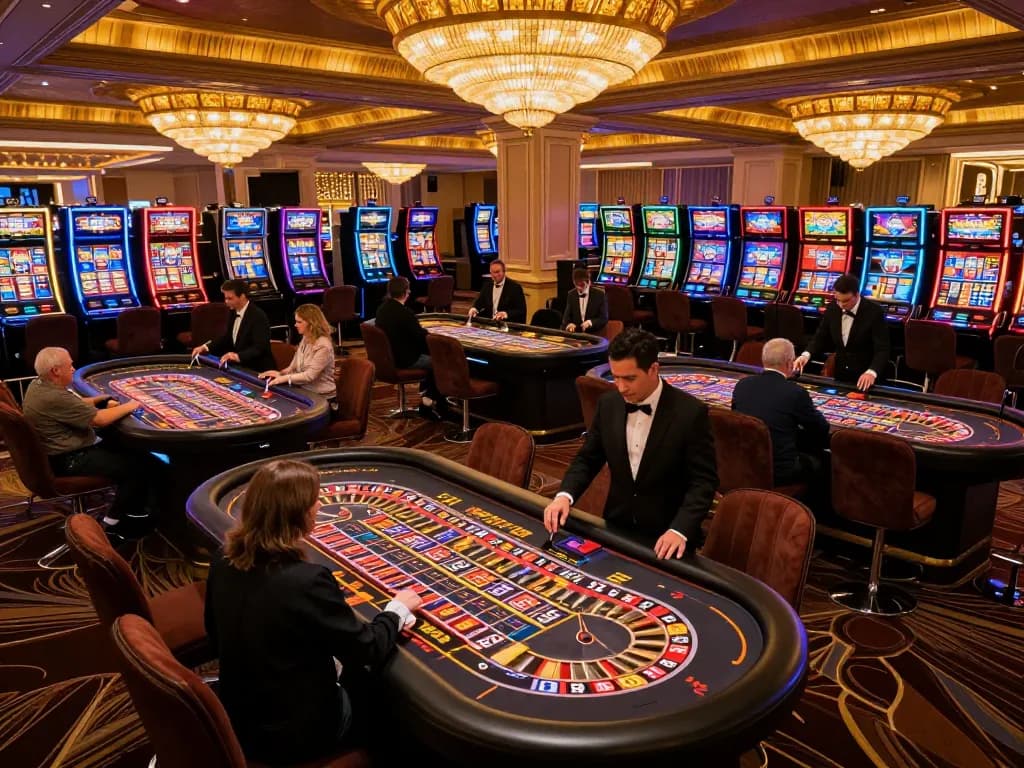 Người chơi LUCK8 thưởng thức một đêm thú vị tại bàn roulette trong một sòng bạc Las Vegas