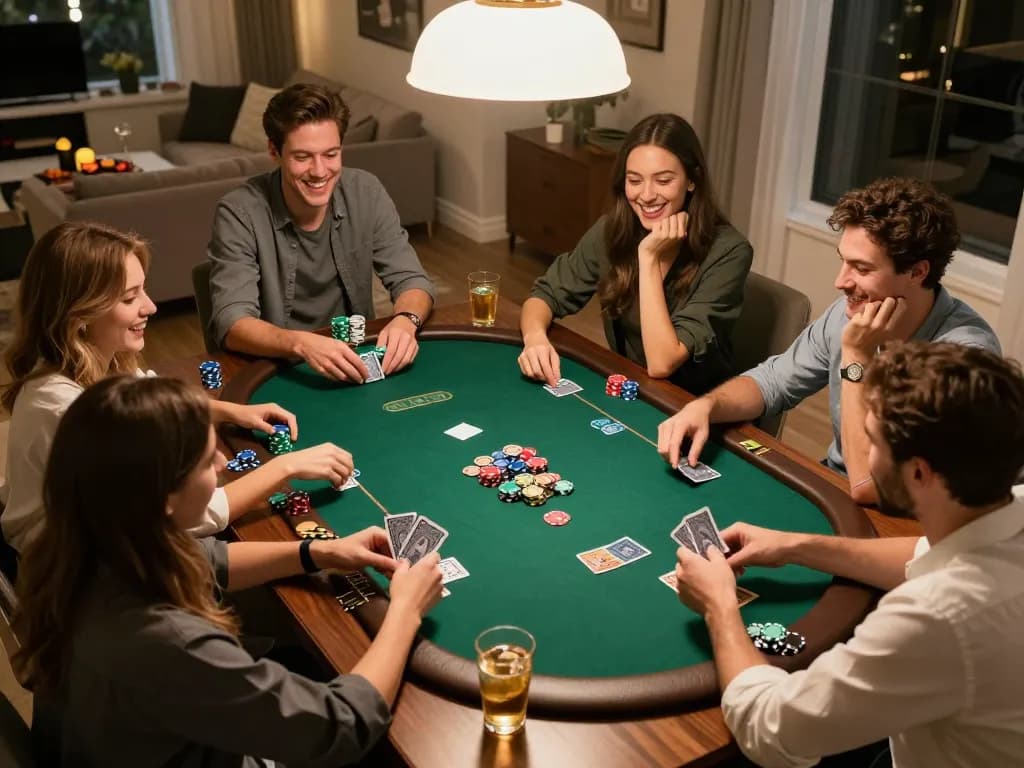 SC88 poker night with friends enjoying gameplay and chips at the table.