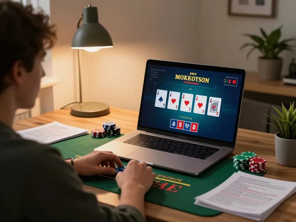 Playing live dealer blackjack on 88vin from a stylish home office setup with strategy notes.