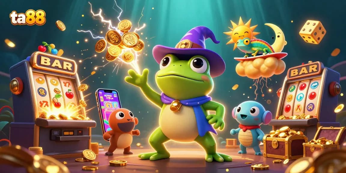 Experience excitement at ta88 with golden coins and a lively casino scene.