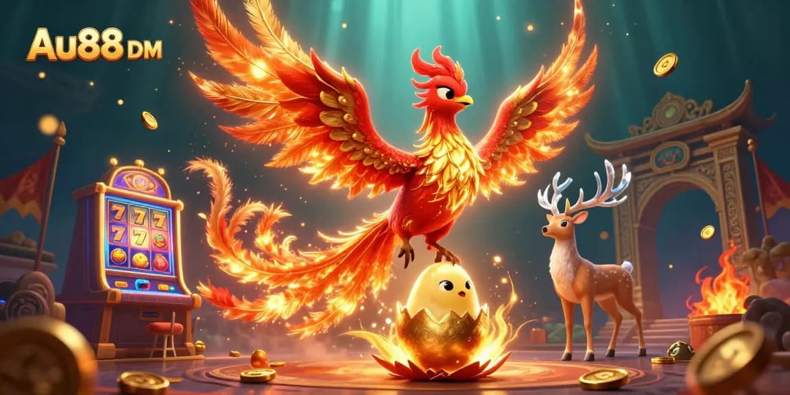 Engage in thrilling gameplay with Au88 DM's vibrant scene featuring unique characters and casino elements.