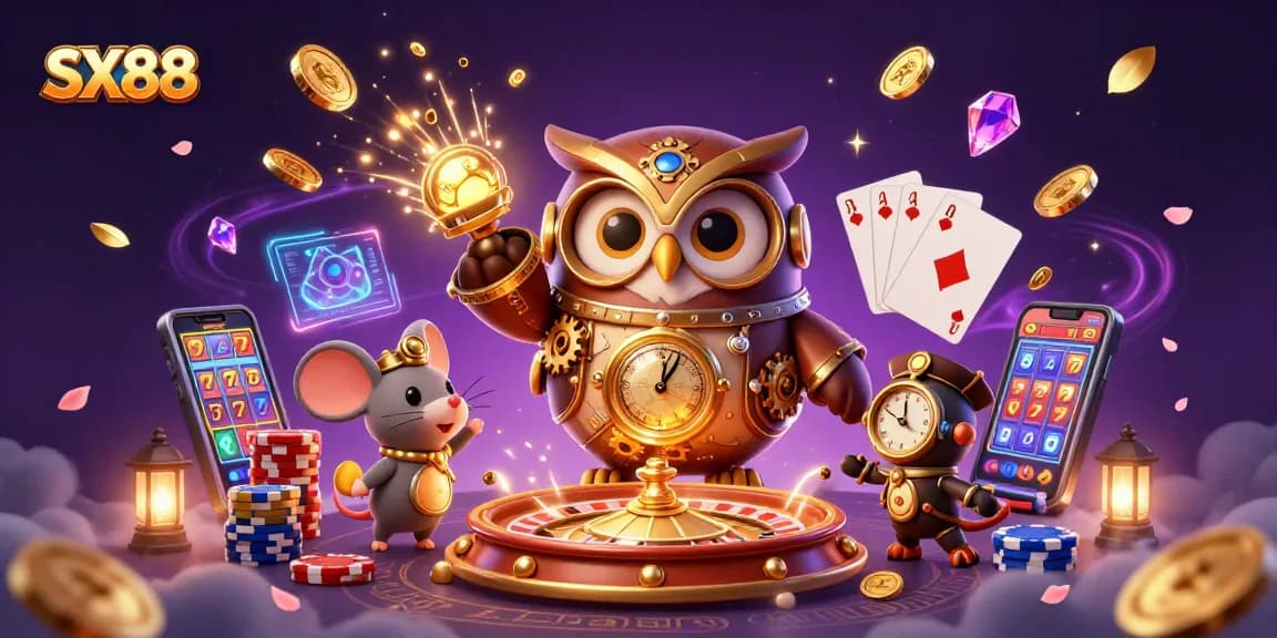 SX88 unveils thrilling casino adventures featuring steampunk characters amidst vibrant gaming elements