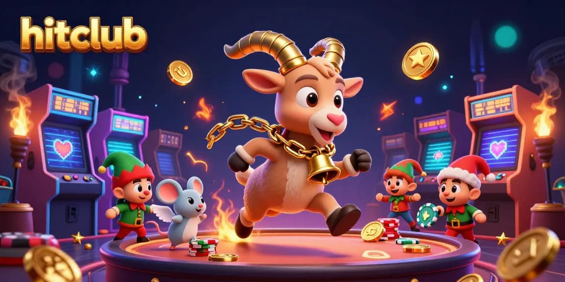Experience thrilling gaming action at hitclub with a festive 3D casino scene featuring Krampus and naughty elves.