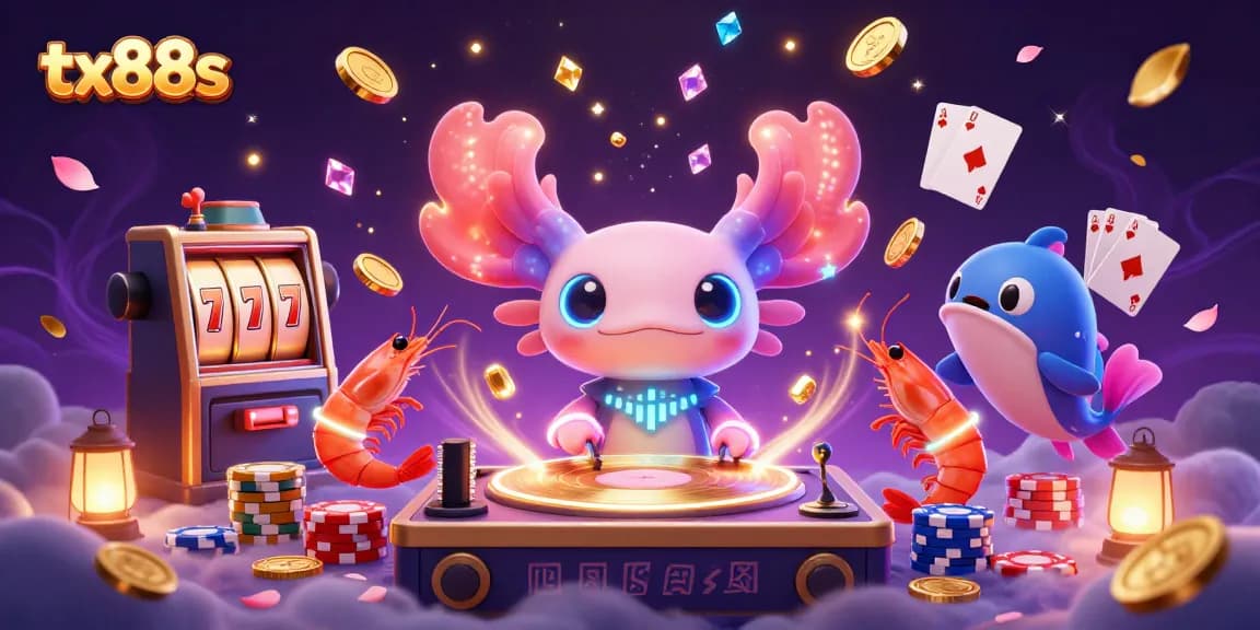 Spin and win big at tx88s with an axolotl DJ and lively underwater casino scene.
