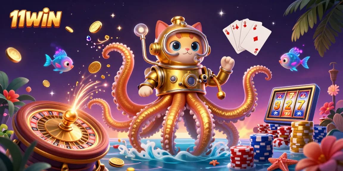 Engage in thrilling games at 11WIN with a kraken, a diving cat, and sparkling treasures!