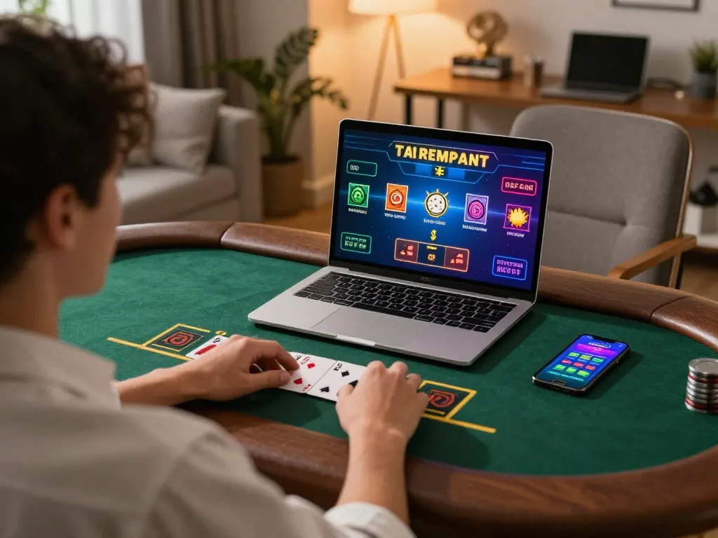 SC88 player enjoying live dealer blackjack on a laptop in a cozy home setting