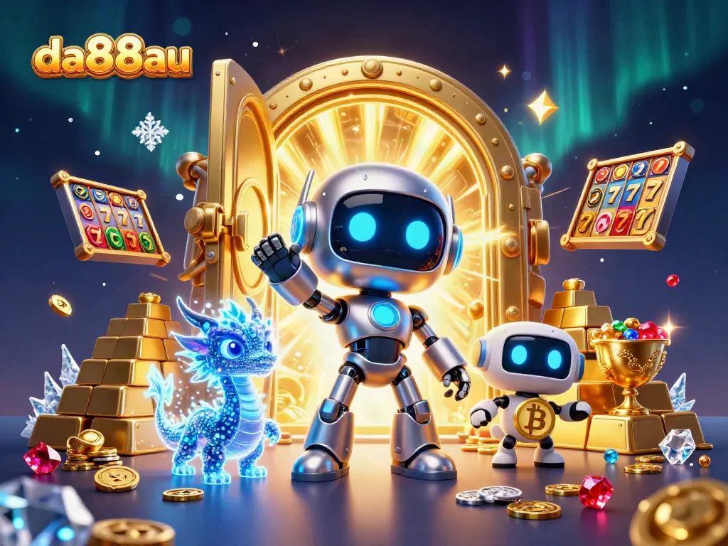 Experience thrilling wins at da88au with vibrant 3D casino elements like slots and treasures.