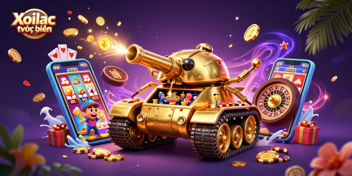 Xoilac trực tuyến introduces a vibrant 3D casino experience with a golden beetle tank and exciting game elements.