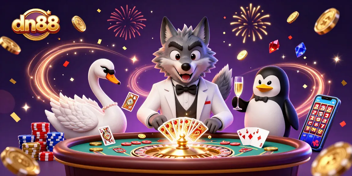 Experience dn88's thrilling baccarat with charm and sparkle in a vibrant casino scene.