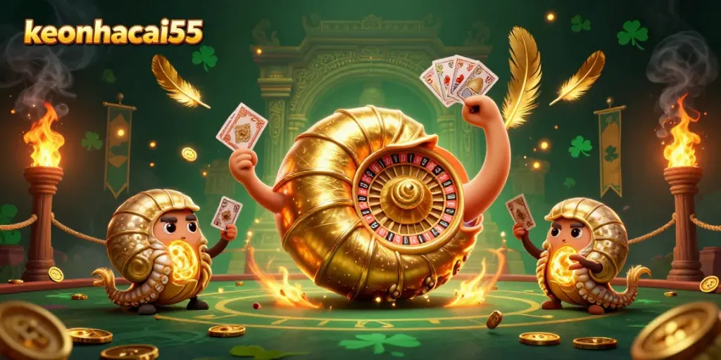 Experience thrilling gaming with keonhacai55's giant nautilus roulette scene filled with vibrant casino elements.