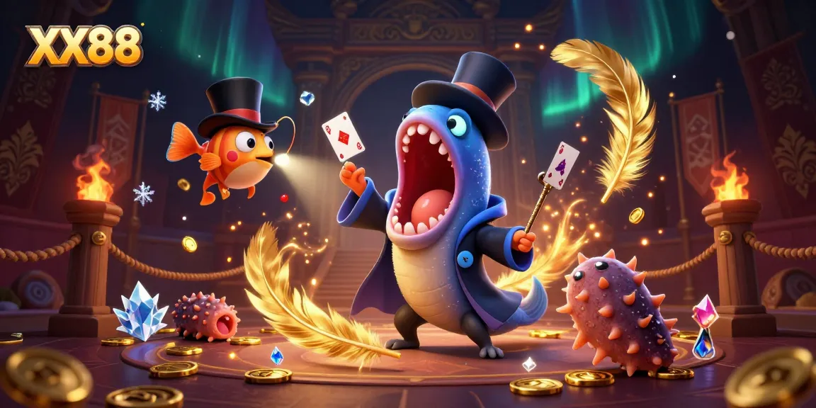 Engage with the magic of XX88 in a dynamic casino scene featuring whimsical sea creatures.