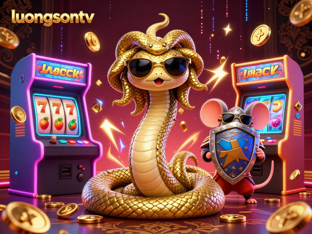 Engage with charming Medusa and a warrior mouse in a vibrant gaming scene at luongsontv.