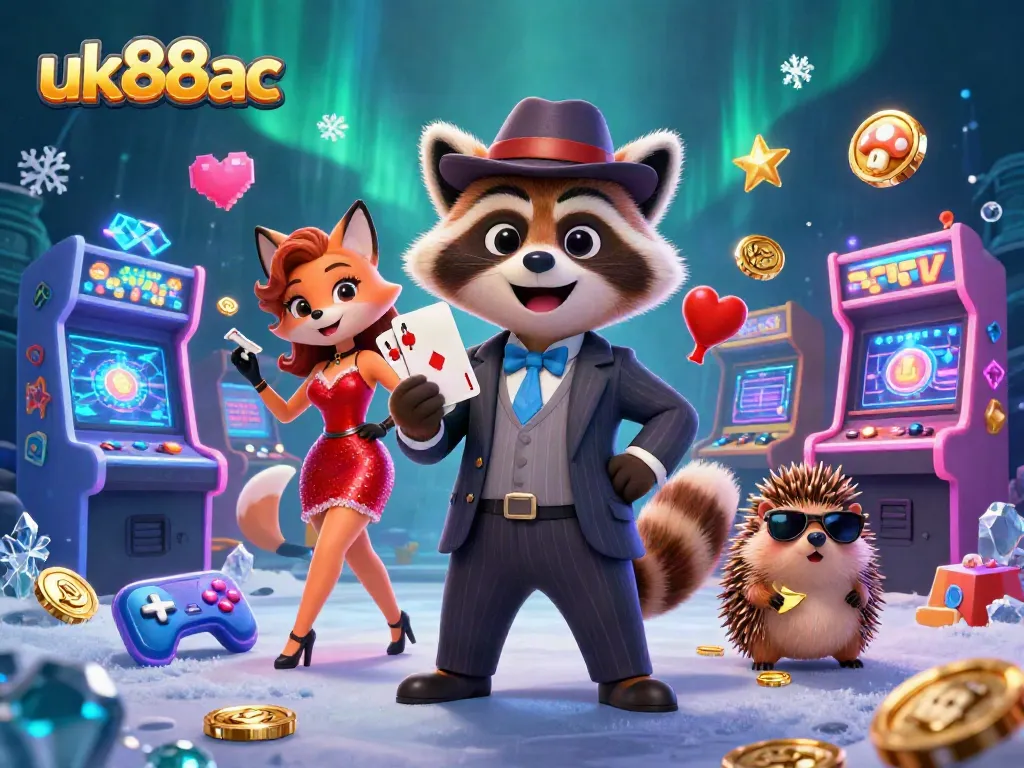 Experience top-tier gaming with uk88ac, featuring dynamic characters in an engaging casino-themed scene.