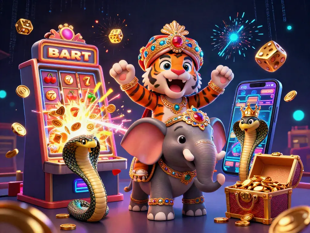 Experience thrilling wins with FABET's rich 3D casino scene bursting with jackpots and vibrant game elements.