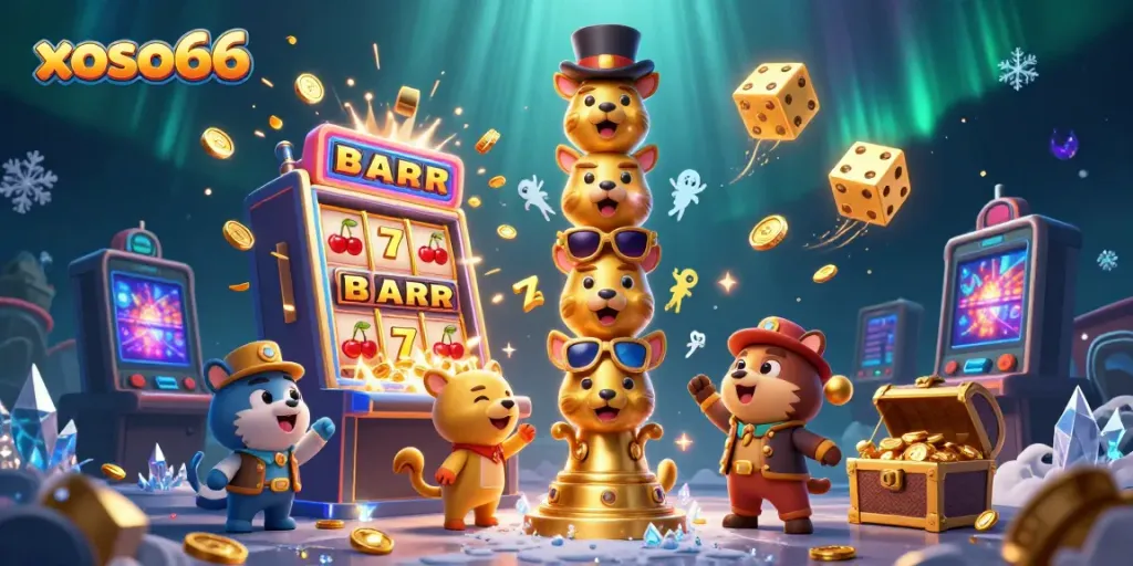 Win big with xoso66 at this vibrant, animated online lottery scene showcasing energetic players and exciting game features.