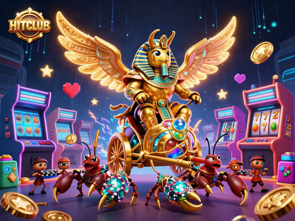Engage with the excitement of HITCLUB's online casino, showcasing a vibrant 3D gaming scene.
