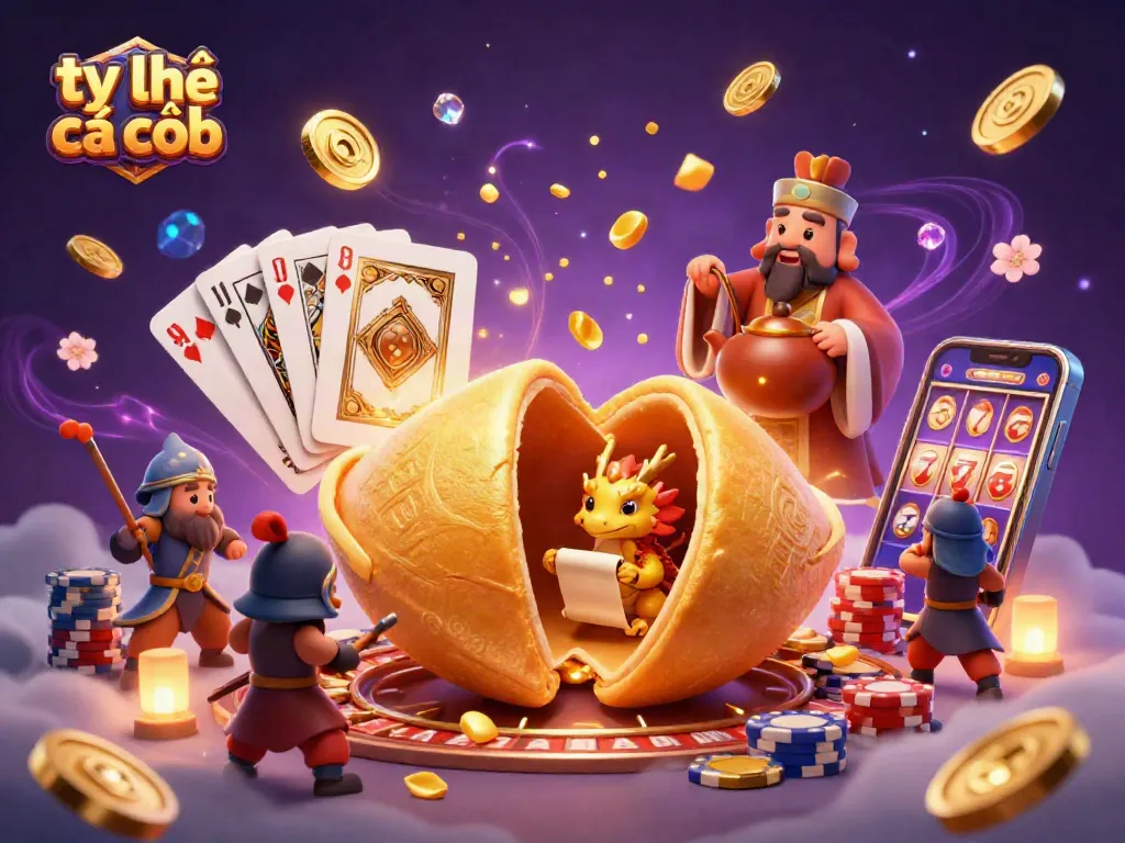 Experience tỷ lệ cá cược with golden coins and characters in an engaging casino-themed illustration.