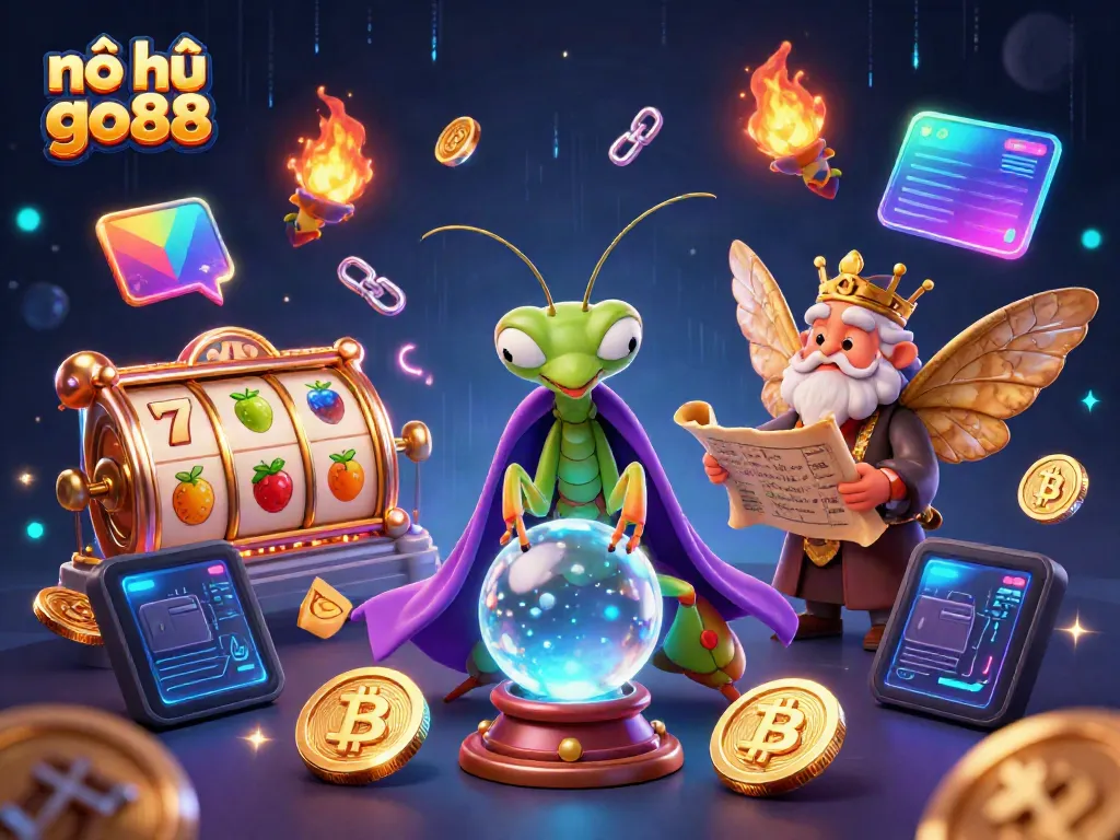Experience the thrill of nổ hũ go88 with vibrant slots, characters, and gaming symbols.