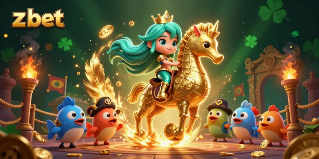 Experience thrilling action with z bet in a vibrant underwater casino scene featuring mermaid princesses and seahorses.