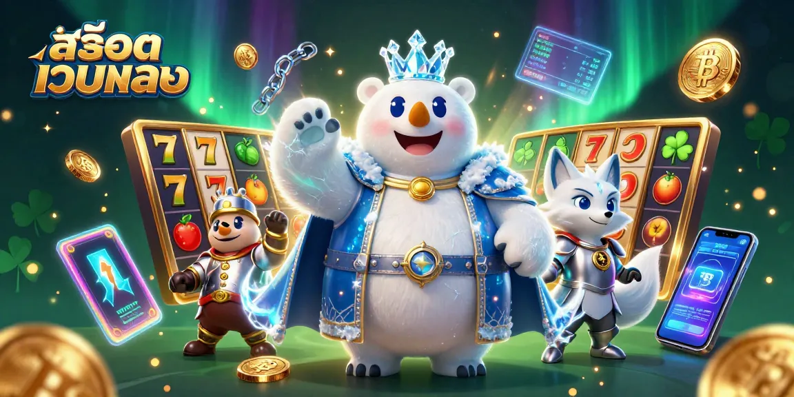 Spin the reels of สล็อตเว็บตรง with vibrant characters and exciting casino elements in a dynamic 3D scene.