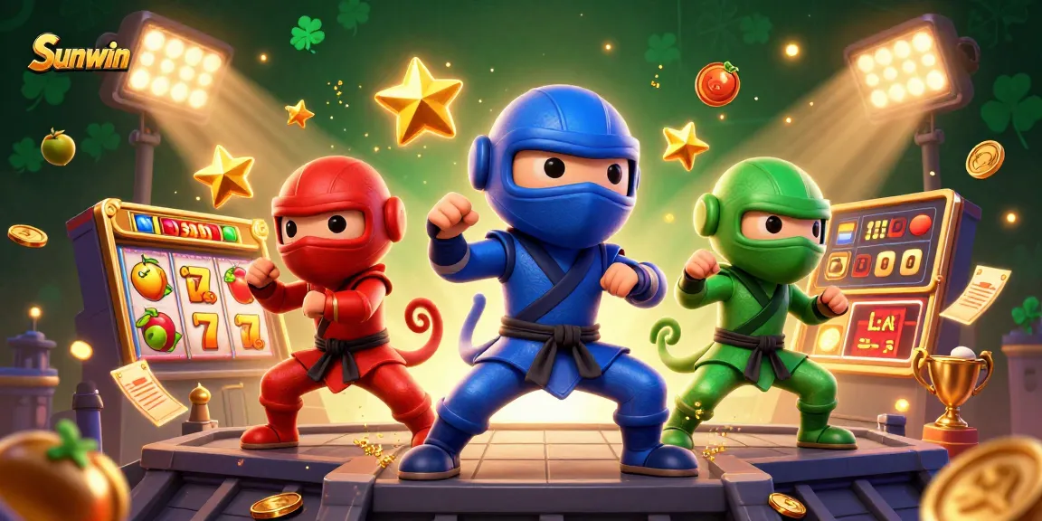 Engage in thrilling gameplay with Sunwin while enjoying dynamic slot game visuals and chameleon ninjas.
