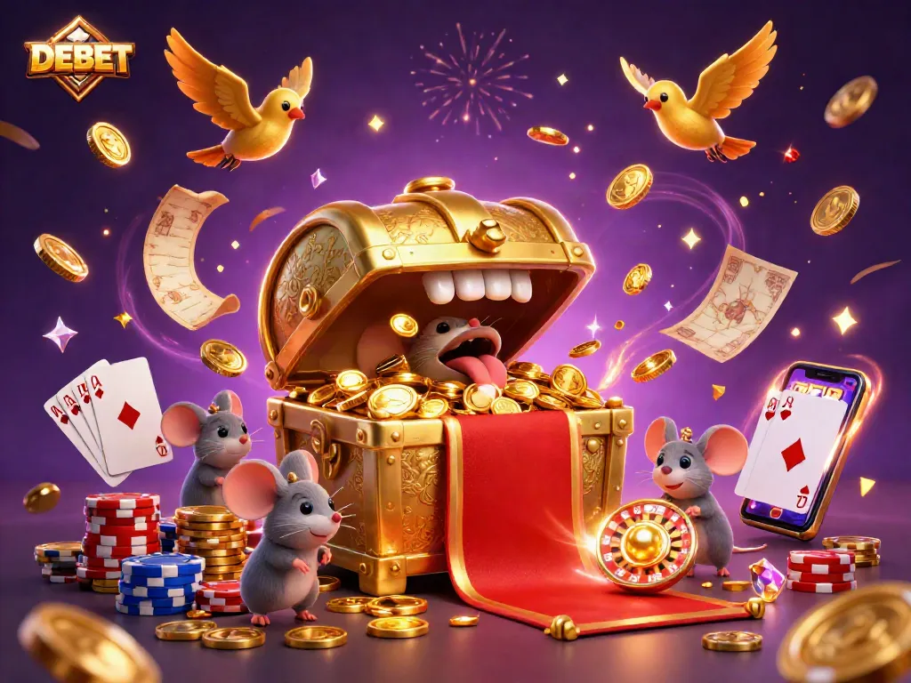 DEBET captures adventurous gamblers with a golden treasure chest and casino elements.