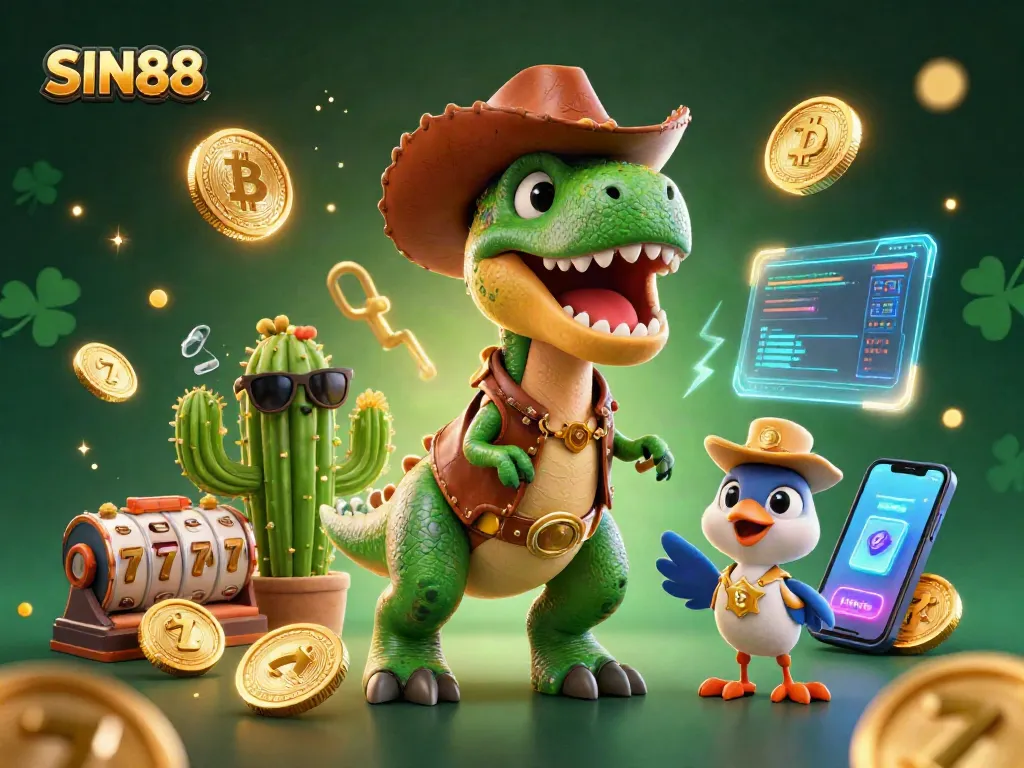 Experience exciting gameplay at SIN88 with cartoon characters surrounded by vibrant casino elements.