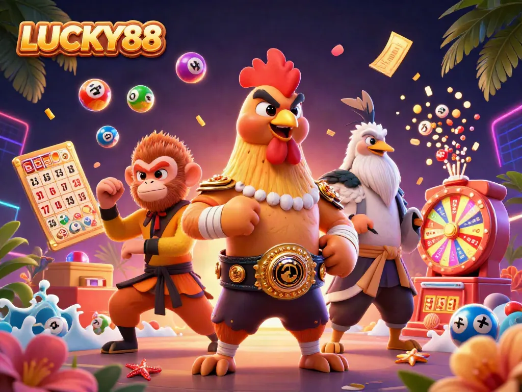 Experience thrilling action with LUCKY88 as vibrant lottery elements brighten the scene.