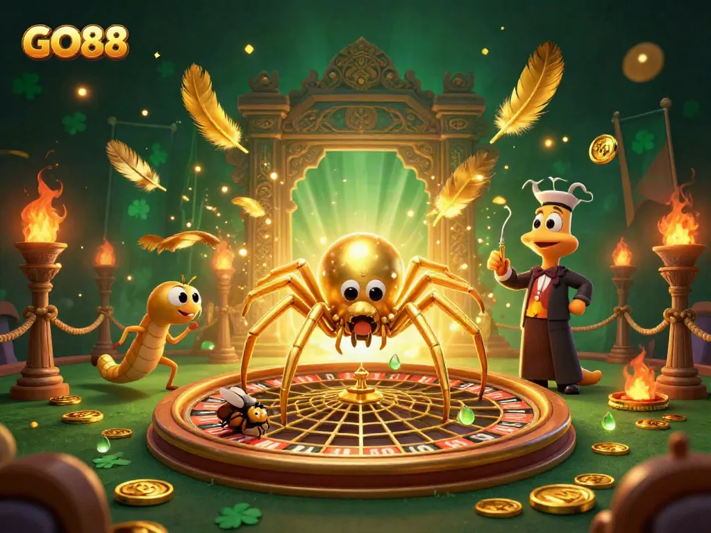 Experience excitement at GO88 with vibrant casino action featuring a roulette wheel scene.