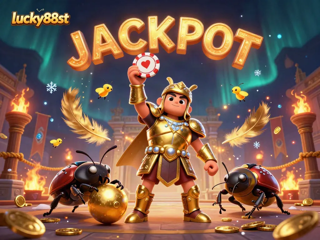 Win big at lucky88st with a vibrant scene showcasing victorious characters and casino elements.