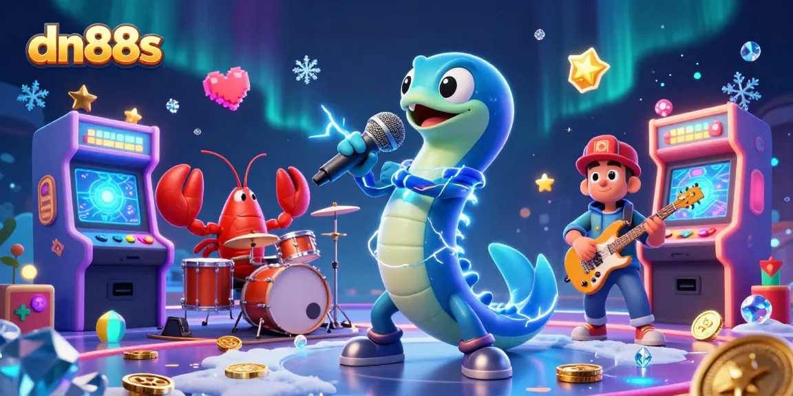 Experience the excitement of dn88s with a vibrant underwater casino featuring a DJ electric eel and colorful gaming elements.