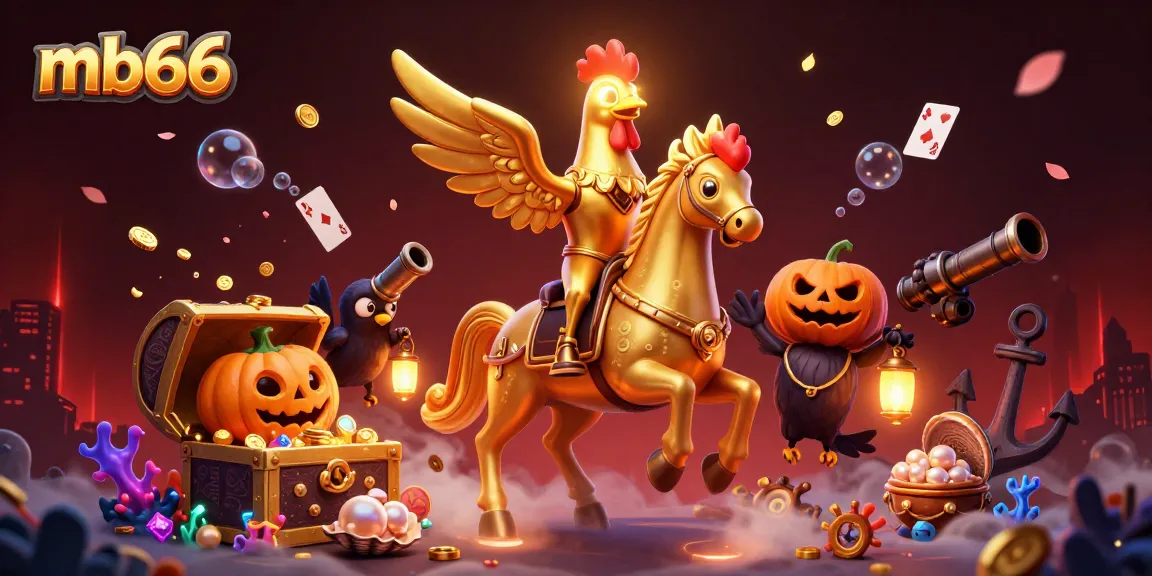 Experience the thrill of mb66 as you spin with golden rooster and lantern-bearing crows in a magical casino.