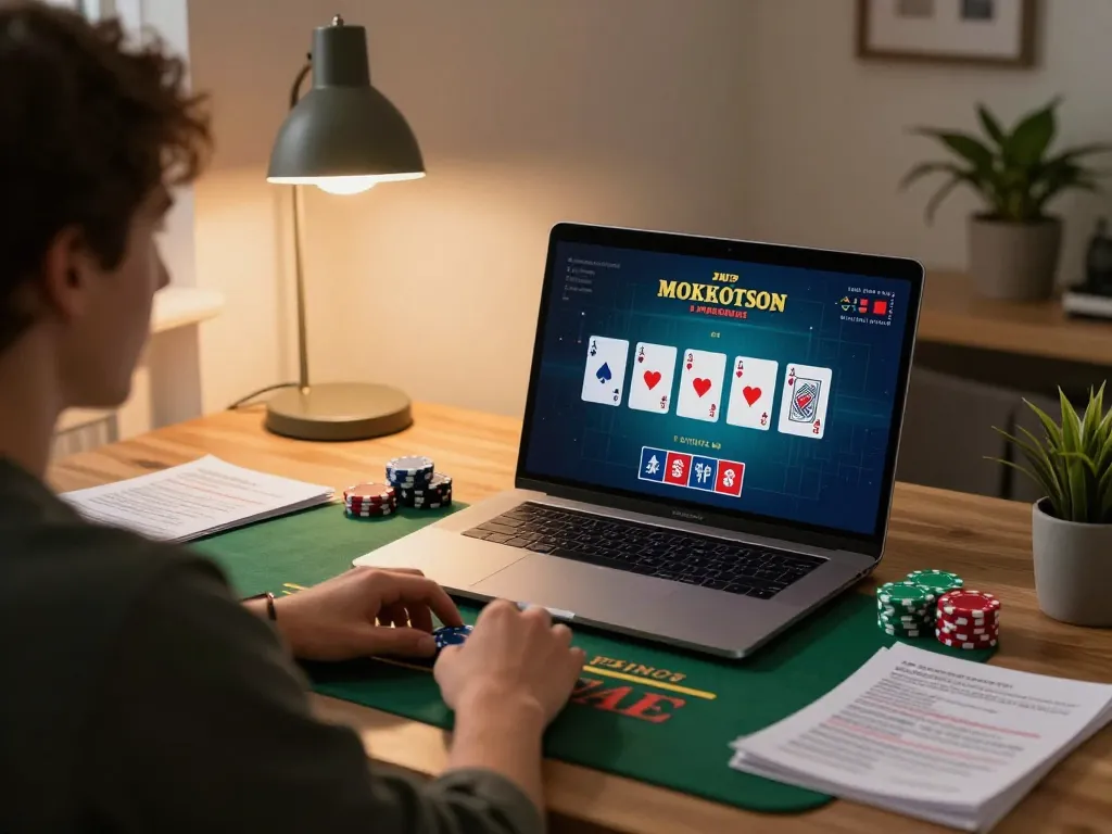 Playing live dealer blackjack on 88vin from a stylish home office setup with strategy notes.
