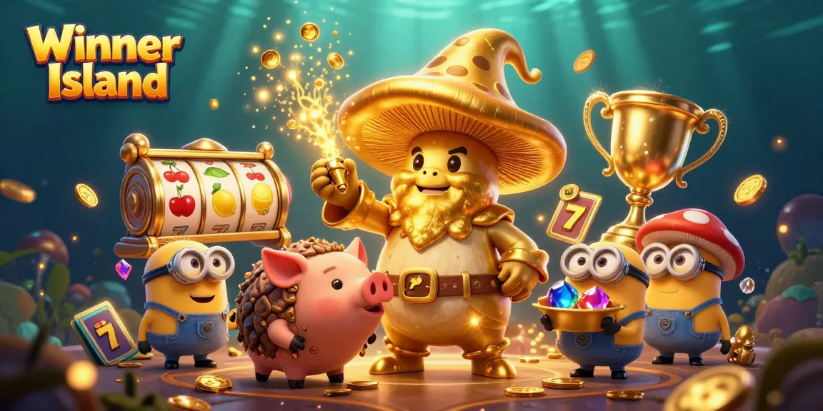 Join the magical adventure at Winner Island, where golden treasures light up the casino thrill!