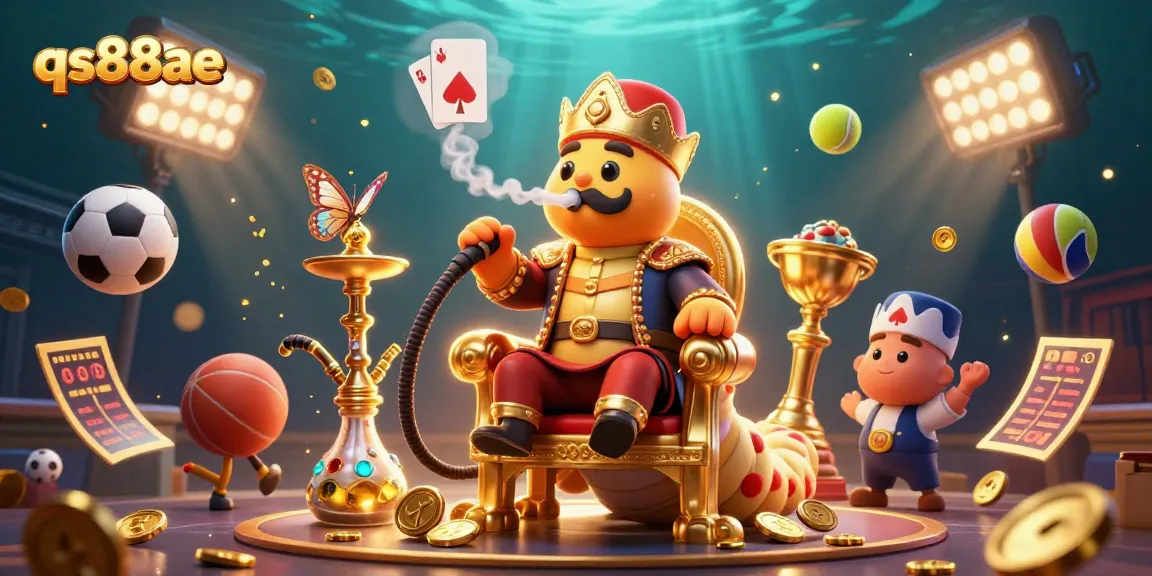 Experience thrilling bets with qs88ae in a colorful 3D casino illustration of games and sports.