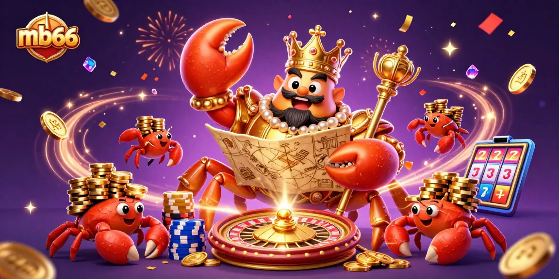 Engage in strategic gameplay at mb66 with a glorious crab emperor amidst sparkling treasures.